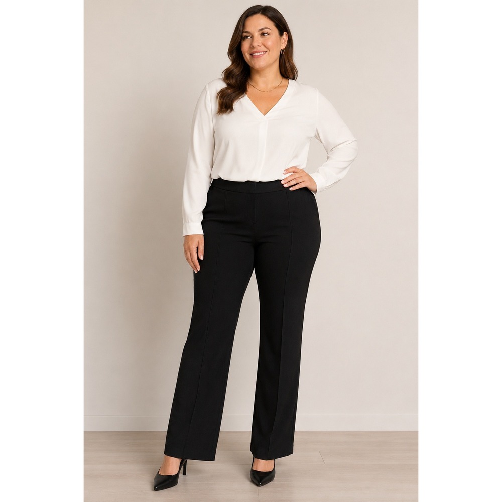 Elie Tahari Trousers 12 Black Pintuck Wide Leg Business Casual Pants Office
